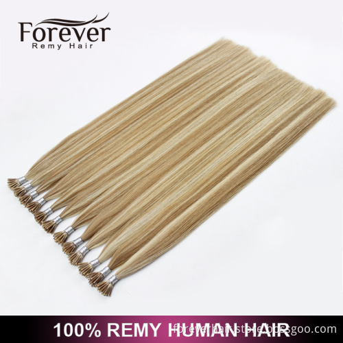 Forever high quality 100 real Indian remy human blonde #613/18 double drawn 2g strands i tip hair extensions